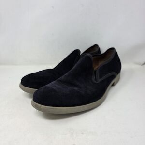 John Varvatos Black Suede Loafers Blue Leather Size 12